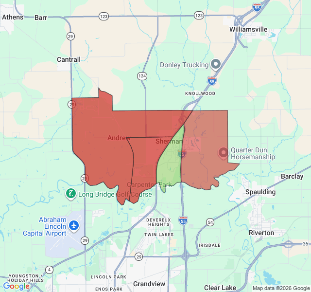 Map of septic coverage in Sherman, IL