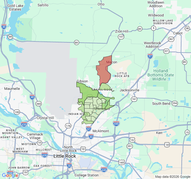 Map of septic coverage in Sherwood, AR
