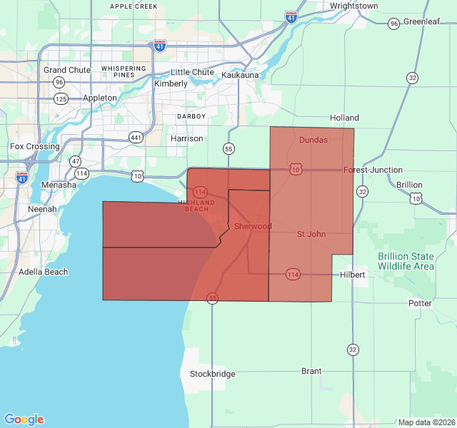 Map of septic coverage in Sherwood, WI