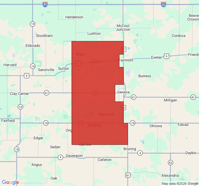 Map of septic coverage in Shickley, NE
