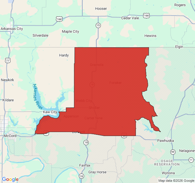 Map of septic coverage in Shidler, OK
