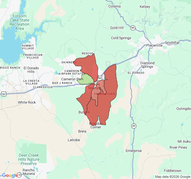 Map of septic coverage in Shingle Springs, CA