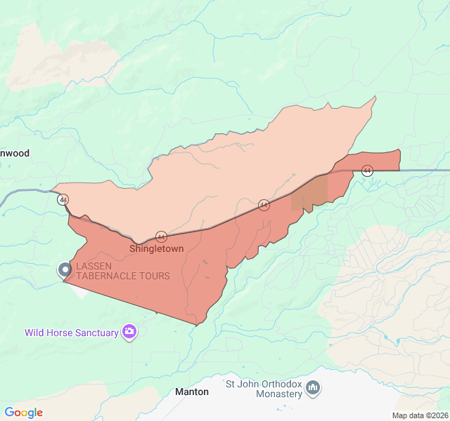 Map of septic coverage in Shingletown, CA