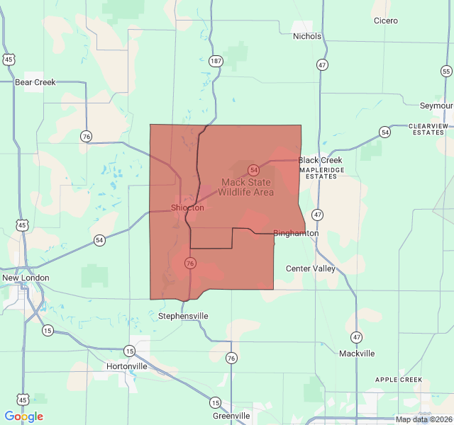 Map of septic coverage in Shiocton, WI