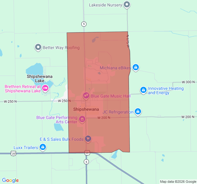 Map of septic coverage in Shipshewana, IN