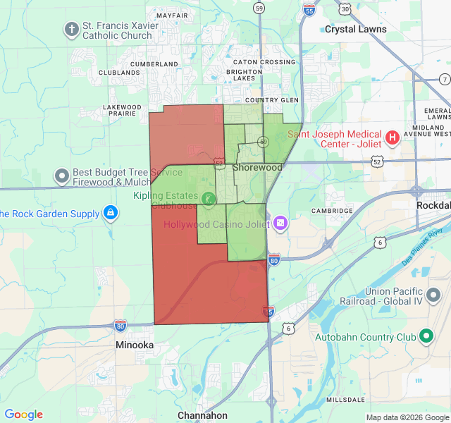 Map of septic coverage in Shorewood, IL