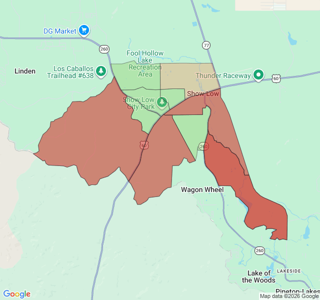 Map of septic coverage in Show Low, AZ