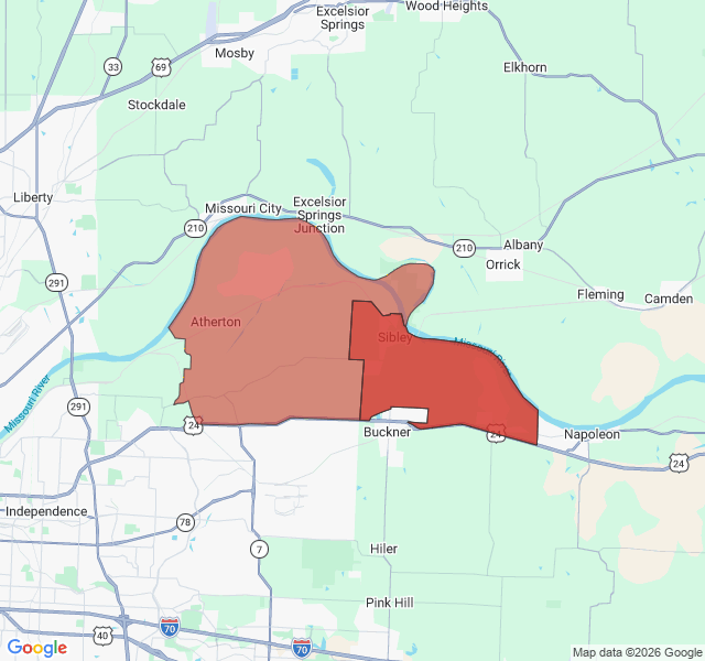 Map of septic coverage in Sibley, MO