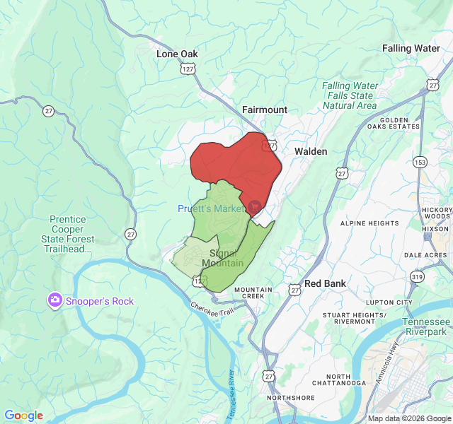 Map of septic coverage in Signal Mountain, TN