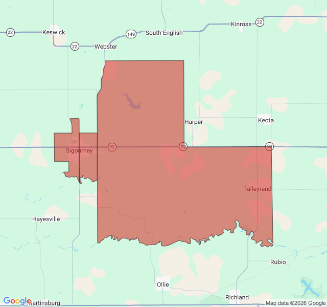 Map of septic coverage in Sigourney, IA