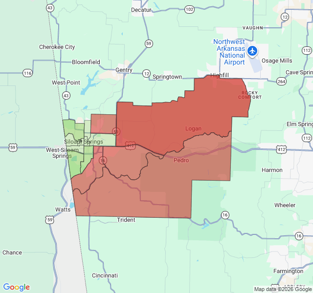 Map of septic coverage in Siloam Springs, AR