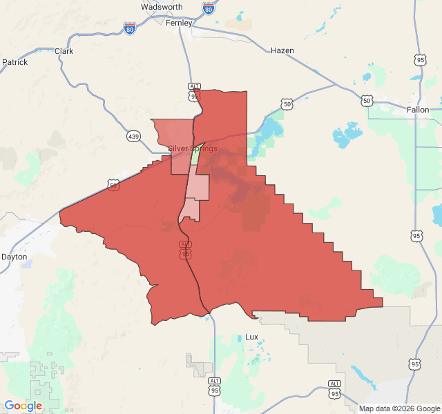 Map of septic coverage in Silver Springs, NV