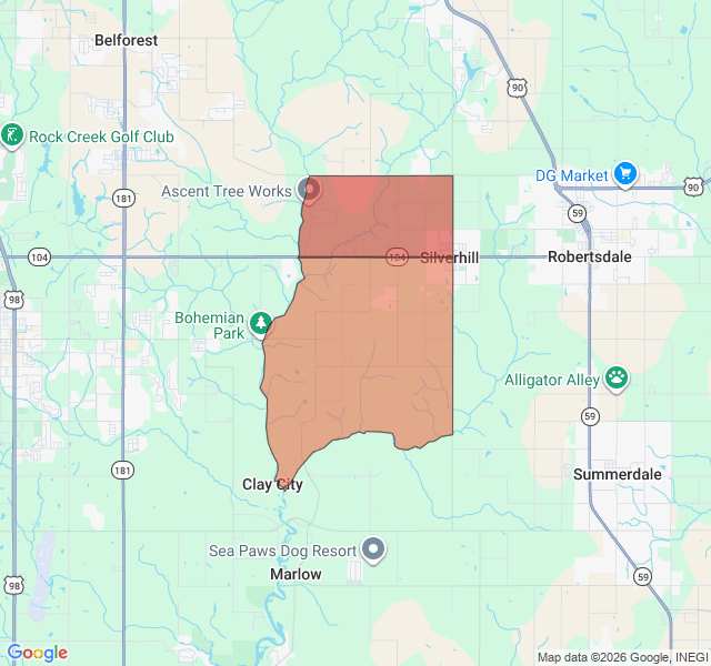 Map of septic coverage in Silverhill, AL