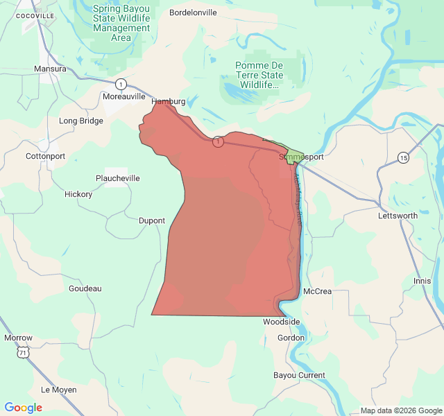Map of septic coverage in Simmesport, LA