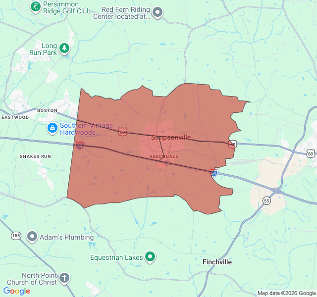 Map of septic coverage in Simpsonville, KY