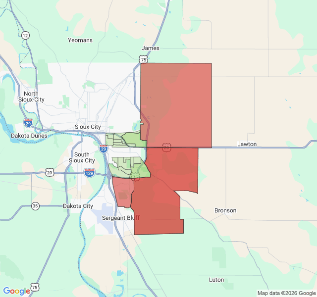 Map of septic coverage in Sioux City, IA