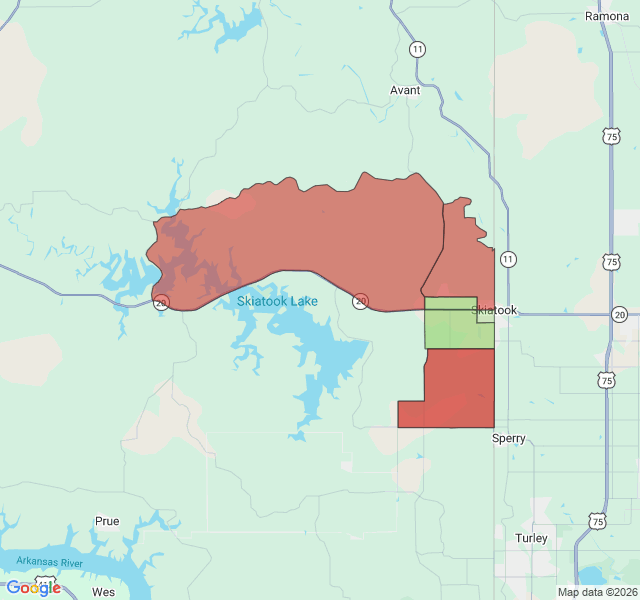 Map of septic coverage in Skiatook, OK