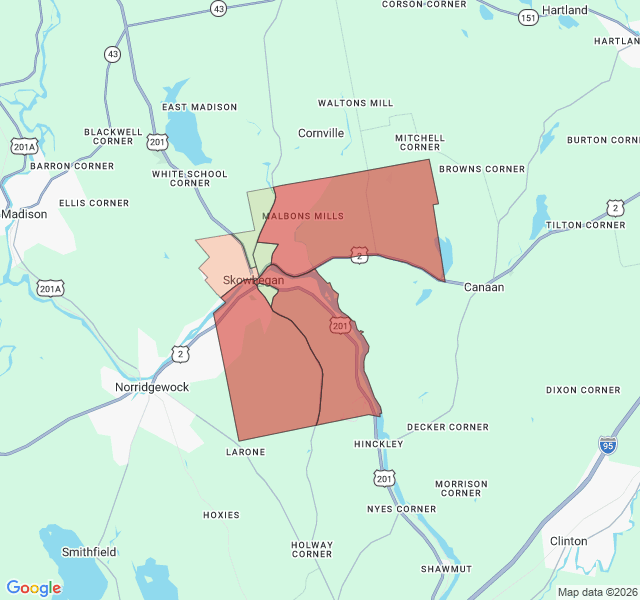 Map of septic coverage in Skowhegan, ME