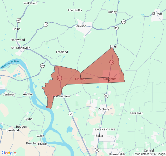 Map of septic coverage in Slaughter, LA