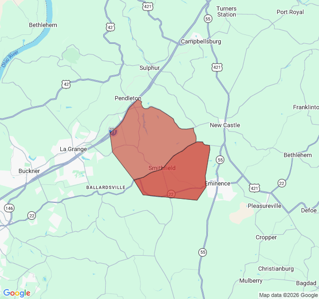 Map of septic coverage in Smithfield, KY