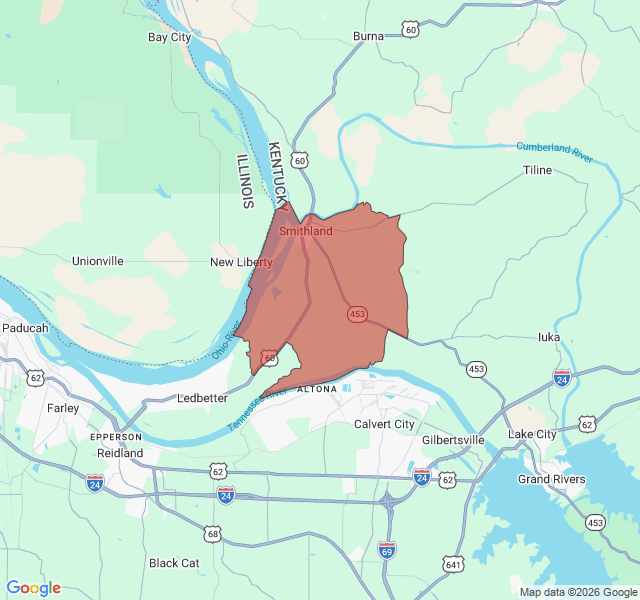 Map of septic coverage in Smithland, KY