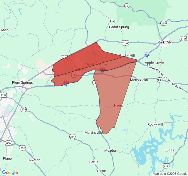 Map of septic coverage in Smiths Grove, KY