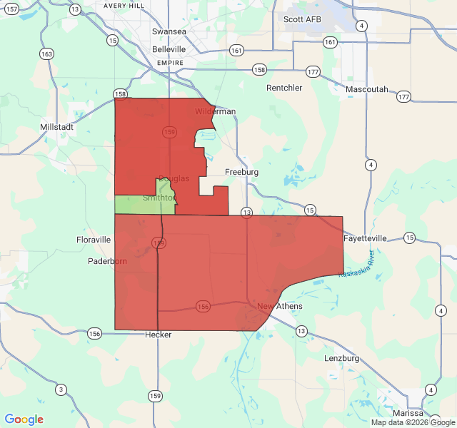 Map of septic coverage in Smithton, IL