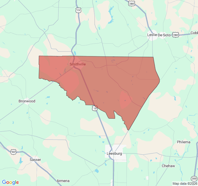 Map of septic coverage in Smithville, GA