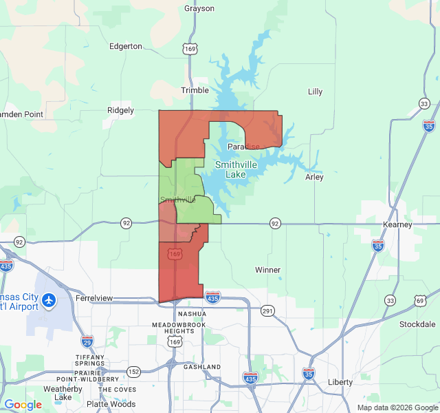 Map of septic coverage in Smithville, MO