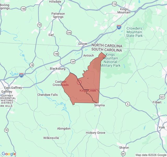 Map of septic coverage in Smyrna, SC