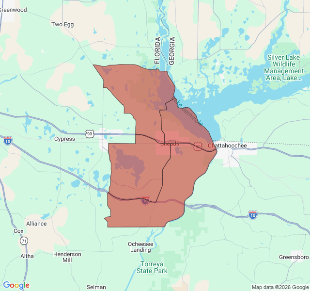 Map of septic coverage in Sneads, FL