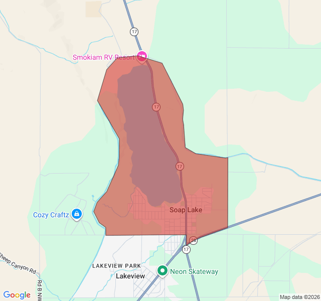 Map of septic coverage in Soap Lake, WA