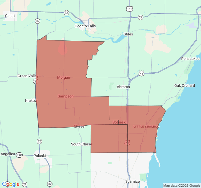 Map of septic coverage in Sobieski, WI