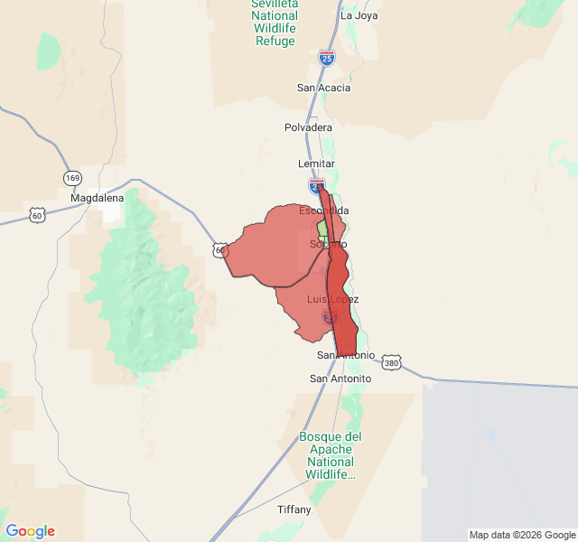 Map of septic coverage in Socorro, NM