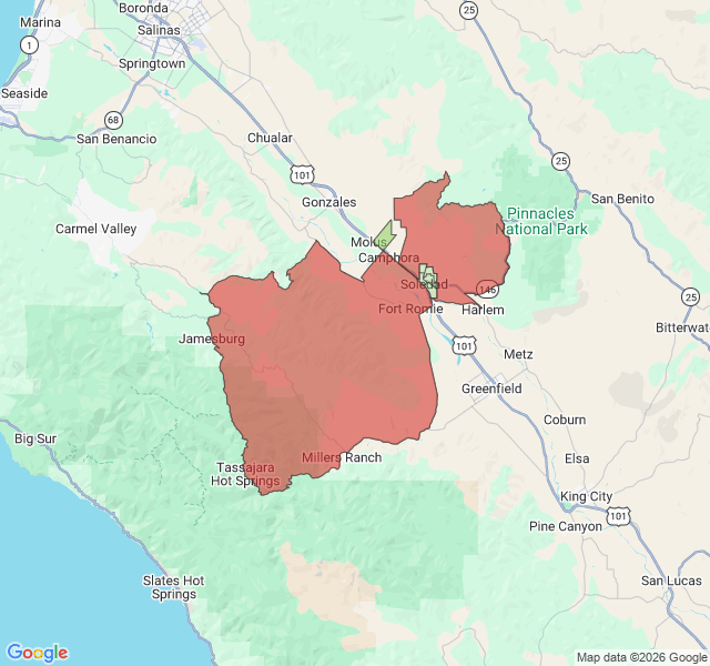 Map of septic coverage in Soledad, CA