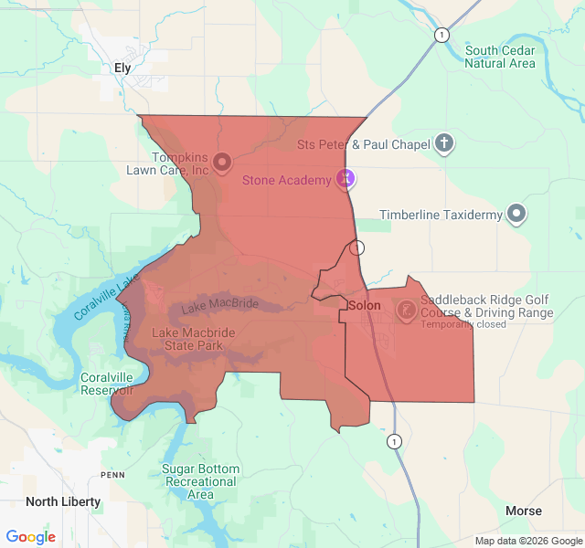 Map of septic coverage in Solon, IA