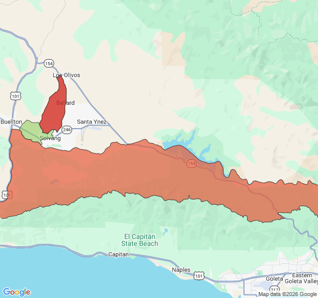 Map of septic coverage in Solvang, CA