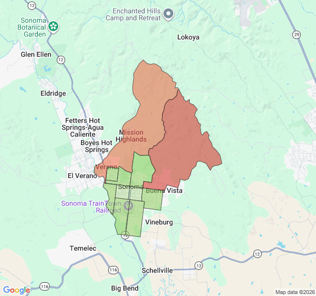 Map of septic coverage in Sonoma, CA