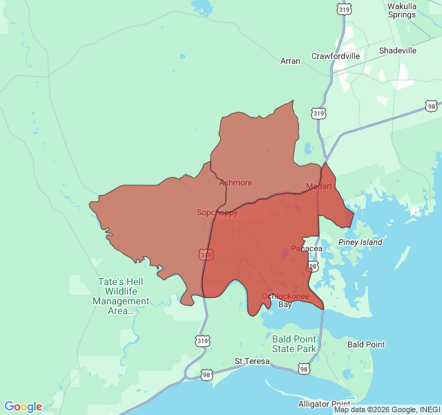 Map of septic coverage in Sopchoppy, FL