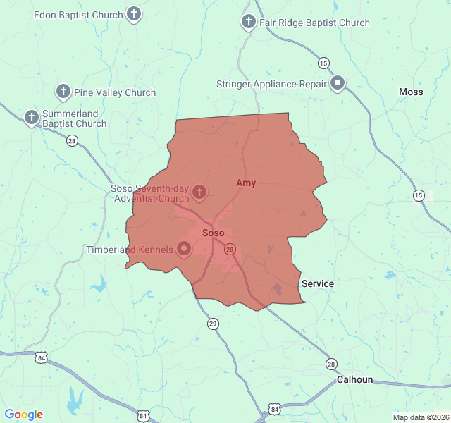 Map of septic coverage in Soso, MS