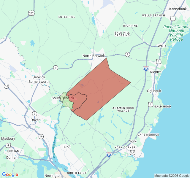 Map of septic coverage in South Berwick, ME