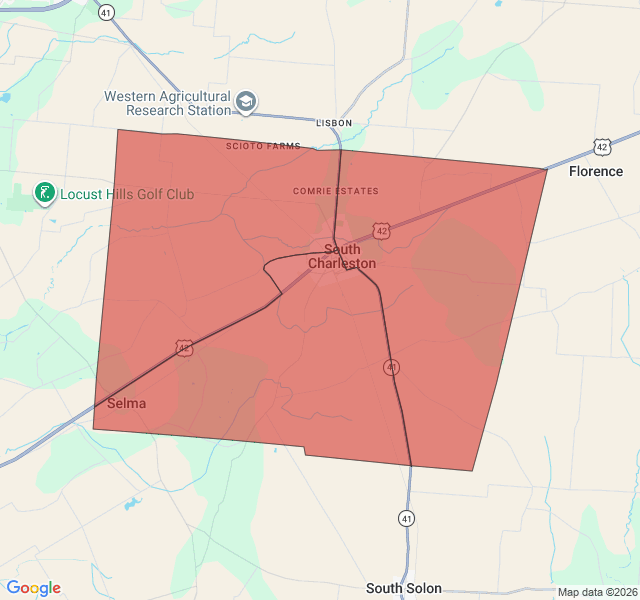 Map of septic coverage in South Charleston, OH