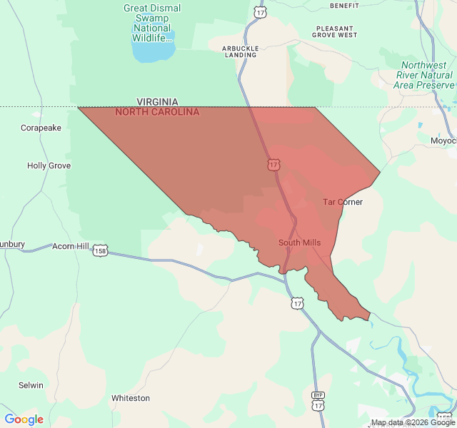 Map of septic coverage in South Mills, NC
