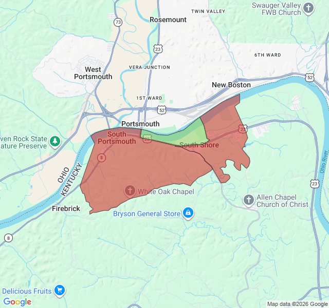 Map of septic coverage in South Shore, KY