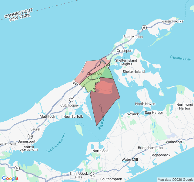 Map of septic coverage in Southold, NY