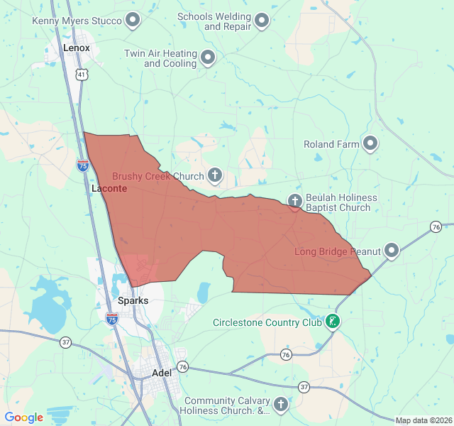 Map of septic coverage in Sparks, GA