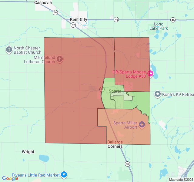 Map of septic coverage in Sparta, MI