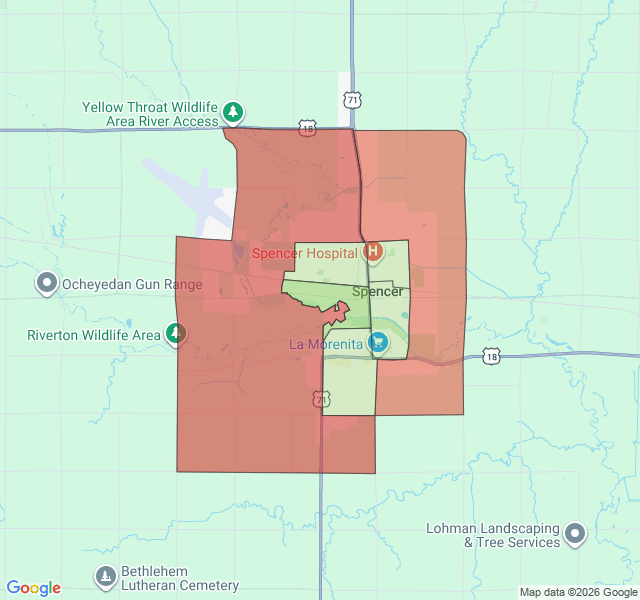 Map of septic coverage in Spencer, IA