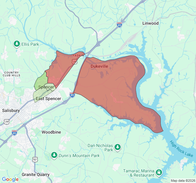 Map of septic coverage in Spencer, NC