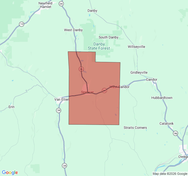 Map of septic coverage in Spencer, NY